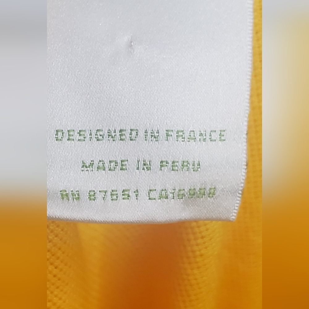 LACOSTE- Size 5/L Mens Polo Shirt- Vibrant Yellow Fabric- Classic Fit - Picture 9 of 11